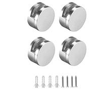 Lot de 4 clips de miroir flottants en alliage de zinc - Support mural rond pour miroir de salle de bain - Fixation fixe pour miroir de salle de bain - Argenté