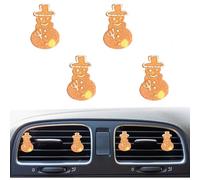 Lot de 4 clips de Noël pour grille d'aération de voiture en pain d'épices, flocon de neige, arbre de Noël, désodorisant de voiture pour décoration de grille d'aération, décoration intérieure de