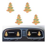 Lot de 4 clips de Noël pour grille d'aération de voiture en pain d'épices, flocon de neige, arbre de Noël, désodorisant de voiture pour décoration de grille d'aération, décoration intérieure de