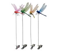 Lot de 4 clips de tige en forme de libellule artificielle, clips de chapeau de libellule pour répulsif aux insectes, piquets de jardin réalistes pour décoration de jardin intérieure et extérieure