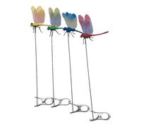 Lot de 4 clips de tige en forme de libellule artificielle pour extérieur, chapeau de libellule pour répulsif aux insectes, piquets de jardin réalistes pour décoration de jardin intérieure et