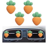 Lot de 4 clips désodorisants mignons en forme de fruits pour grille d'aération de voiture, accessoires de décoration intérieure automobile, cadeaux pour homme/femme (carotte)