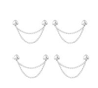 Lot de 4 clips magnétiques multifonctions en métal avec chaîne for fixer l'ourlet des pantalons longs, jambes et cardigans(Color-04)