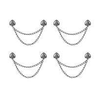 Lot de 4 clips magnétiques multifonctions en métal avec chaîne for fixer l'ourlet des pantalons longs, jambes et cardigans(Color-03)