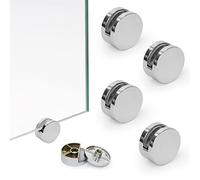 Lot de 4 clips muraux pour miroir - Support de suspension en verre - Clips ronds pour salle de bain