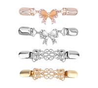 Lot de 4 clips pour cardigan - Pour vêtements de femme - Pour pull et chemise - Élégantes - Pour châles et vêtements - Pour femme, 13cm, Zinc