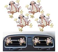 Lot de 4 clips pour grille d'aération de voiture en forme de grenouille avec strass en cristal - Diffuseur de parfum - Accessoire de décoration d'intérieur de voiture pour femme (violet rouge)