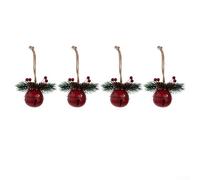 Lot de 4 cloches de Noël en acier inoxydable - Décorations festives à suspendre pour arbre, couronne d'arbre, centre de table, facile à accrocher - Décoration saisonnière