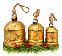 Lot de 4 cloches vintage rustiques en forme de vache suspendues sur une corde Harmony Shabby Chic pour la décoration. Ces cloches sont faites à la main en métal rustique, souvent utilisées pour la