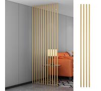 Lot de 4 cloisons de séparation réglables à lattes en métal modernes pour intimité - Paravent vertical décoratif de 0,6 à 2,5 m de hauteur - Finition dorée - Décoration d'intérieur polyvalente (280 cm
