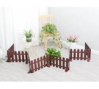 Lot de 4 clôtures de jardin en PVC - Bordure décorative emboîtable pour intérieur/extérieur - Marron/blanc - 50 x 16 cm