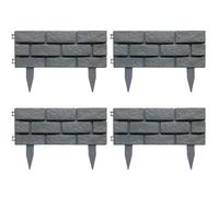 Lot de 4 clôtures de jardin pour pelouse et parterres de fleurs, résistant aux intempéries et design robuste pour une installation de jardin sans effort (gris)