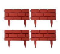 Lot de 4 clôtures de jardin pour pelouse et parterres de fleurs, résistant aux intempéries et design robuste pour une installation de jardin sans effort (rouge)