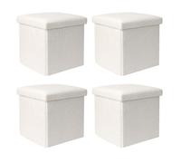 Lot De 4 Coffres Poufs Pliables - Home Deco Factory - Bouclette - Blanc