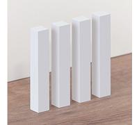 Lot de 4 coins universels pour plinthes - En bois de hêtre massif, laqué blanc - 18 x 18 x 118 cm