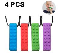 Lot de 4 colliers à mâcher sensoriels compatibles avec les enfants et les tout-petits atteints d'autisme