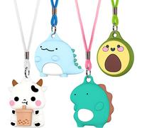 Lot de 4 Colliers Air Tag avec Longueur réglable, Jolis Supports Airtags en Silicone Souple Doux pour la Peau pour Enfants avec Porte-clés, Protecteur d'écran
