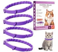 Lot de 4 colliers apaisants pour chat - Collier phéromone pour chat anti-stress, relaxation rapide en cas d'anxiété et d'anxiété, réglable 38 cm, apaise les chats lors des voyages, vétérinaire, agit
