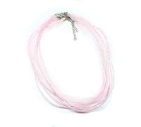Lot DE 4 Colliers Cordons en Coton Cire ET Ruban Satin Rose avec Fermoir - Creation Bijoux Perles