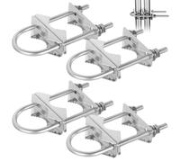Lot de 4 colliers de serrage double pour antenne - 15 cm - Support d'antenne en U - Mât en fer galvanisé - Kit de support robuste en U - Convient aux poteaux de 2,5 à 5,1 cm