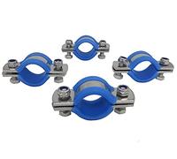 Lot de 4 colliers de serrage en acier inoxydable avec coussin en caoutchouc et collier de serrage multi-usages avec anneau fendu, diamètre intérieur 25 mm
