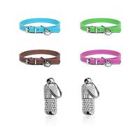 Lot de 4 colliers en cuir pour animaux de compagnie avec cloche réglable, boucle de sécurité, dégagement rapide, jolis colliers de chaton (4 couleurs)