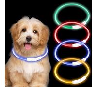 Lot de 4 colliers lumineux pour chien - Rechargeable par USB - Étanche et lumineux - Longueur réglable - À découper - Avec 3 modes d'éclairage - Pour chiens et chats - 4 couleurs