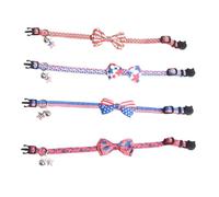Lot de 4 colliers réglables pour animal domestique avec drapeau américain et ruban étoile pour festival