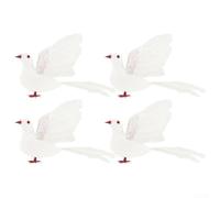 Lot de 4 colombes artificielles blanches avec ailes écartées, décorations réalistes en mousse pour décoration de mariage, faux oiseaux pour jardin, pelouse, fête et décoration d'intérieur, 13 x 20 cm
