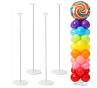 Lot de 4 colonnes de ballons réglables en métal de 38,1 à 198,1 cm, piliers réutilisables pour ballons de sol pour mariage, anniversaire, fête prénatale, remise de diplôme