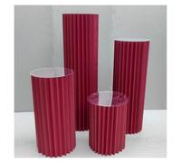 Lot de 4 colonnes en Papier Pliables, vases en Carton pour Mariage avec Disque en Acrylique, Supports cylindriques pour Table à Desserts Style Pilier Romain