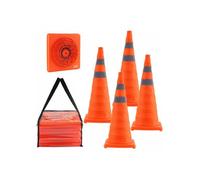 Lot de 4 cônes de signalisation pliables réfléchissants 70 cm avec large base et sac de transport pour route parking et urgence