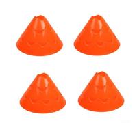 Lot de 4 cônes d'entraînement de football en polyéthylène pour marquer les limites, les cours d'agilité et les stations de compétences dans les programmes sportifs scolaires et clubs (orange-rouge)