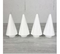 Lot de 4 Cônes en polystyrène à pied, h. 13,5 cm avec supports, base 4 cm, sapins à décorer, macarons, choux