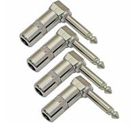Lot de 4 connecteurs audio mâles à angle droit pour guitare, 6 x 35 mm, idéal pour les applications sonores PA/DJ et Live Sound
