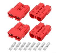 Lot de 4 connecteurs de batterie 120 A 600 V à raccord rapide pour câble 2-6 AWG, contacts en cuivre plaqué argent, boîtier PC robuste, pour RV, camping-car, bateau, chariot élévateur, gris, 4 pièces