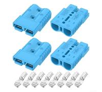Lot de 4 connecteurs de batterie 120 A 600 V pour câble 2-6 AWG, contacts en cuivre plaqué argent, boîtier PC robuste, pour RV, camping-car, bateau, chariot élévateur, gris, 4 pièces (bleu)