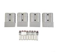 Lot de 4 connecteurs de borne de batterie 50 A 600 V avec boîtier PC et contacts en cuivre plaqué argent pour une utilisation intensive (gris)