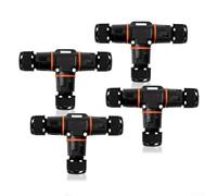 Lot de 4 connecteurs de câble étanches IP68 à 3 broches, boîte de jonction en forme de T pour fils de 0,5 à 2,5 mm², connecteur de fil électrique à verrouillage à vis pour éclairage extérieur de rue