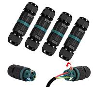 Lot de 4 connecteurs de câble étanches IP68, Connecteur de câble étanche à 3 broches,Manchon de connexion pour câble de 5 à 12 mm de diamètre, Boîte de jonction 2 voies étanche IP68 pour jardin