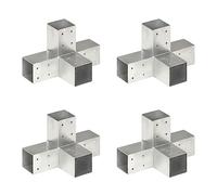 Lot de 4 connecteurs de poteau en forme de X, métal galvanisé 71 x 71 mm pour constructions en bois stables, gazebo de jardin, accessoires de montage extérieur