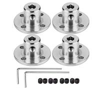 Lot de 4 connecteurs de raccordement à bride 3/3.17/4/5/6/6.35/7/8/10/11/12 mm en acier, guide rigide en acier, raccords d'axe de l'arbre pour moteurs DIY RC - Argenté (4 mm)