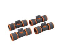 Lot de 4 connecteurs de tuyau avec valve d'arrêt et valve de régulation pour arrosage du jardin, raccord rapide avec interrupteur marche/arrêt, compatible avec plusieurs tailles de tuyau, plastique