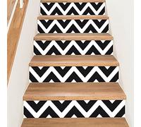 Lot de 4 Contre Marches Adhésives Pour Escalier - Dimensions 100 x 20 cm - Visuel CHEVRON BLACK - Contre marche Adhésif Autocollant Pour Escaliers - 4 Bandes - Stickers