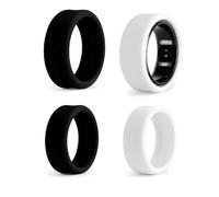 Lot de 4 coques de protection en silicone pour bague Oura Ring Gen 4/Gen 3/Samsung Galaxy Ring - Doux au toucher - Noir et blanc - Taille S pour tailles 5 à 9 - M pour tailles 10 à 15