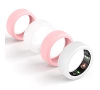 Lot de 4 coques en silicone compatibles avec Oura Ring 4/Ring 4 Ceramic/Ring Gen 3/ULTRAHUMAN Ring AIR, étui élastique anti-rayures pour homme et femme (transparent x 2 + 2 roses, taille S pour 4/5/6