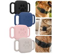 Lot de 4 coques en silicone pour tracker GPS eufy SmartTrack Link - Imperméables, anti-rayures et lavables - Convient pour colliers de chien et chat - Noir, bleu, rose - Lumière étoilée