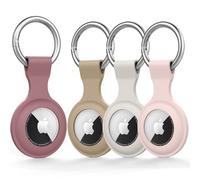 Lot de 4 coques pour Airtag avec porte-clés, porte-clés Airtags en silicone souple pour Apple Air Tag GPS, accessoires de recherche d'articles pour sac à dos, bagages, animaux domestiques (lot de 4)