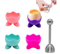 Lot De 4 Coquetiers Drôles avec 1 Ouvre-Œuf en Acier Inoxydable - Support À Œufs pour Enfants - Idéal pour Œufs Durs, Mollets Et Brunch