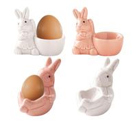 Lot de 4 coquetiers en céramique en forme de lapin pour œufs à la coque, porte-œufs colorés en céramique pour cuisine, petit déjeuner, brunch